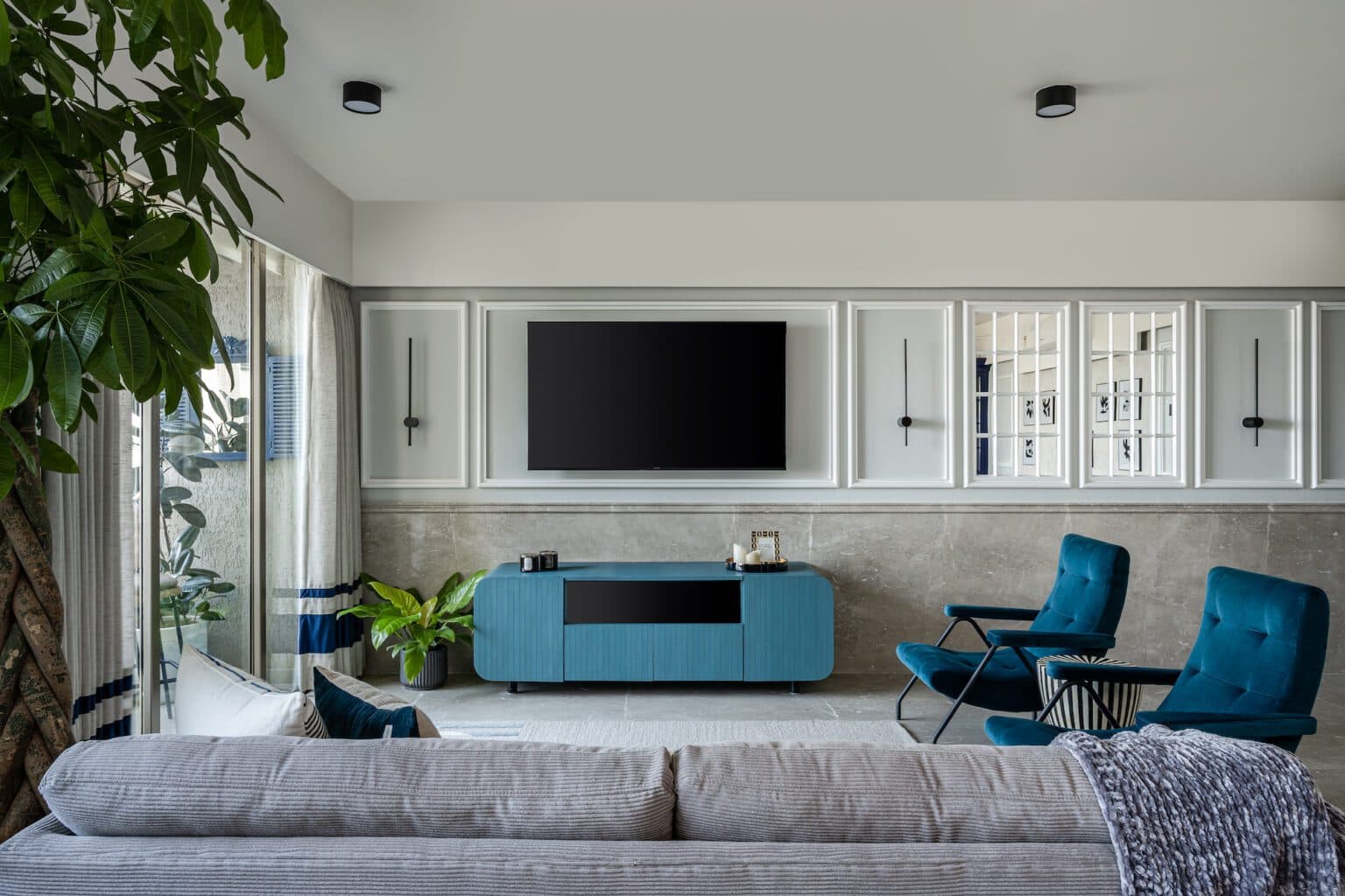 This humble 2.5 BHK apartment, set against the overwhelming city of Mumbai is designed by Design Salt Studio of Gujarat as a peaceful escape — interior design by Design Salt Studio in Mumbai