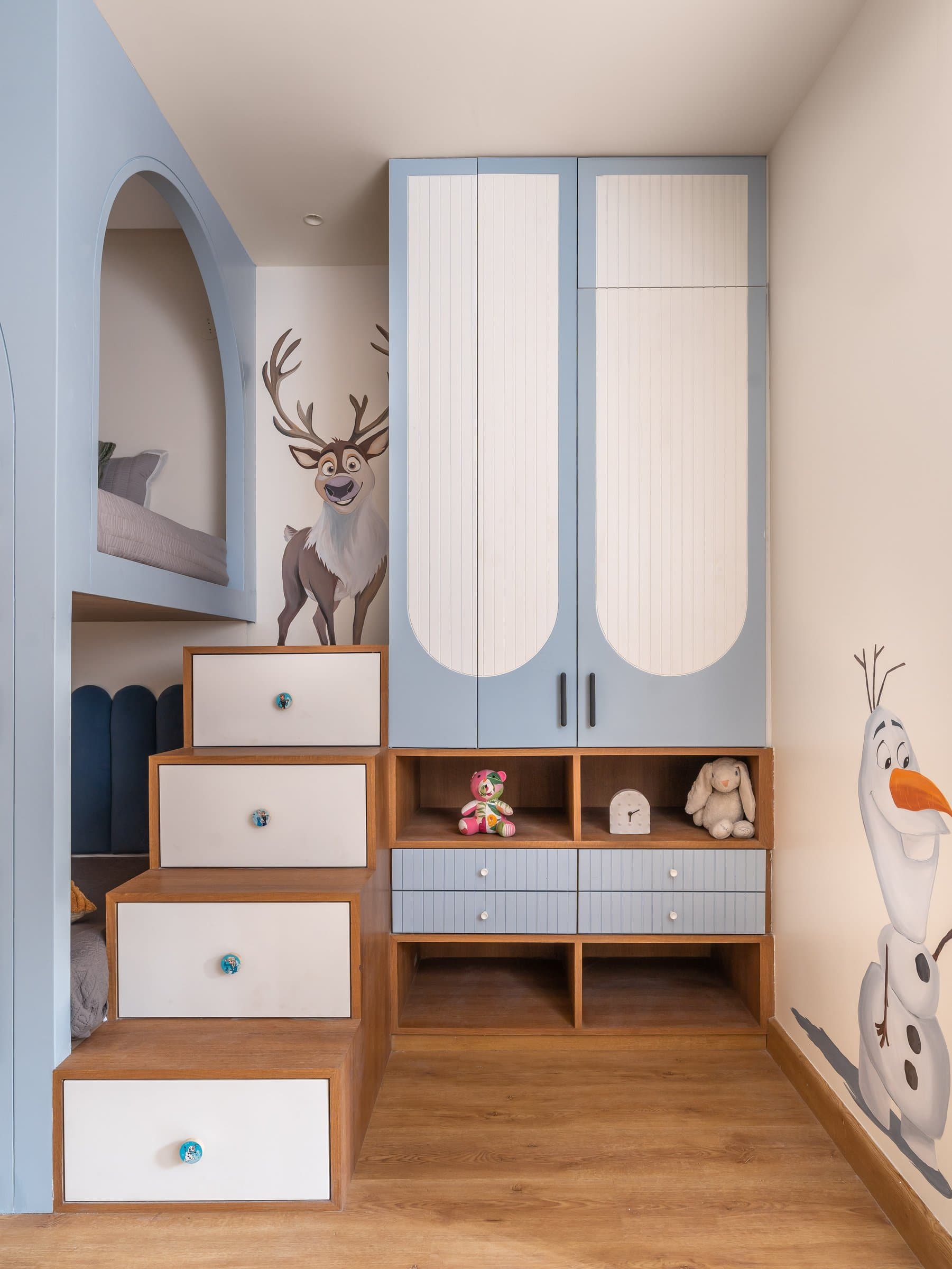 The stepped storage stair, joinery as considered as anything in the master suite