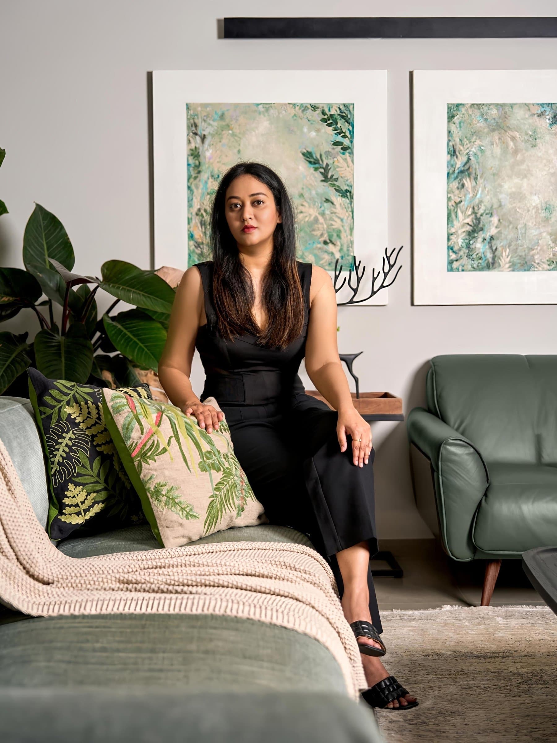 Sushmita Sen, Principal Architect of Studio SY, photographed in the living room of Zenium Home