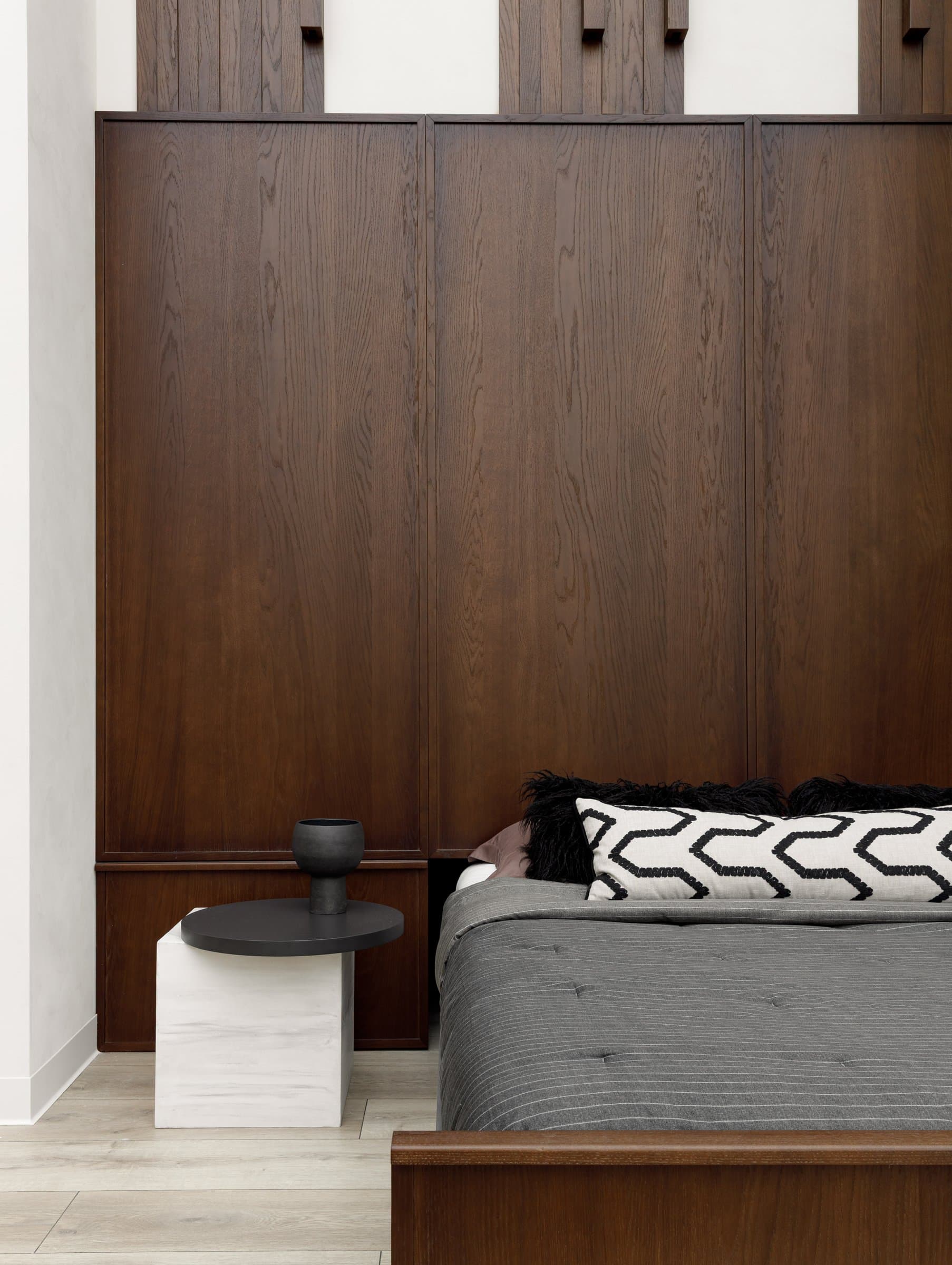 A closer view of the alcove, where the joinery reads as a full wall of quiet cabinetry