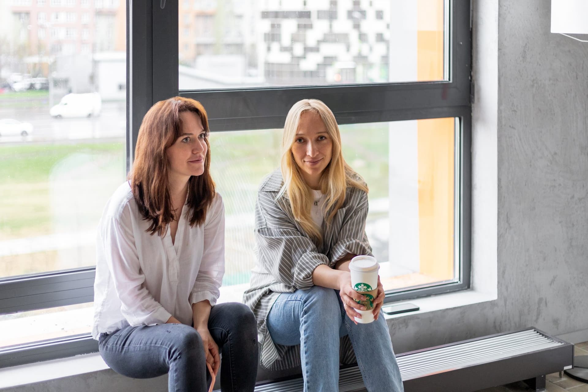 Victoria Korneeva and Anna Akhrimenkova of SHKAF Architects, in a quiet moment between conversations