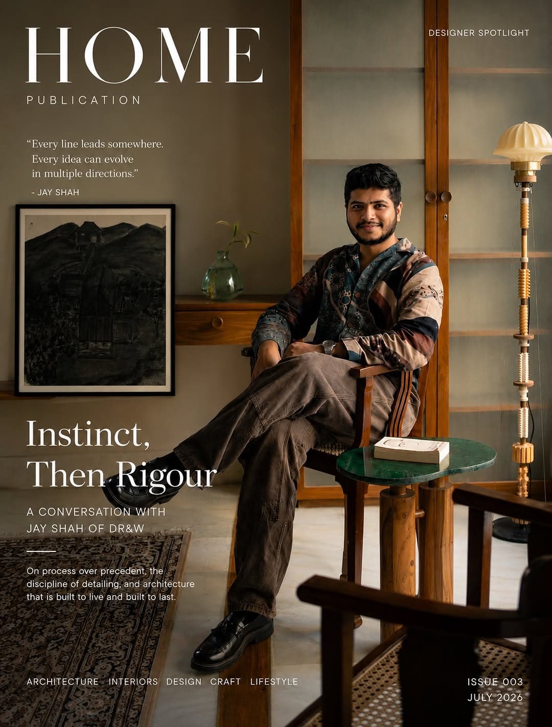 DESIGNER SPOTLIGHT | AN EXCLUSIVE HOME PUBLICATION CONVERSATION Where instinct meets rigour. For architect Jay Shah ( @j…